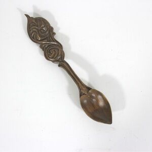Hand Carved Wood Spoon Folk Art Treen Welsh Love Spoon